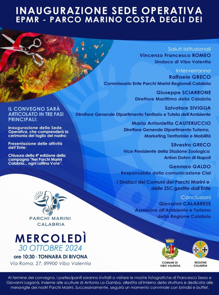 Manifesto presentazione nuova sede dell’ente per i Parchi Marini Regionali della Calabria