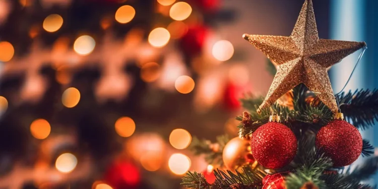 Stella natalizia su albero di Natale