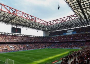Una foto dello stadio Giuseppe Meazza a Milano, nel quartiere San Siro