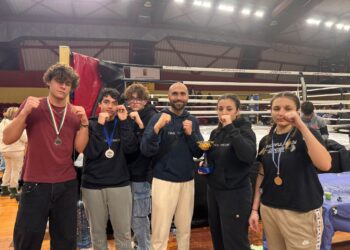 Il ragazzi della Asd Shen di Vibo Valentia, impegnata nella stagione di kickboxing
