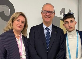 Franca Falduto, Giuseppe Valditara e Daniele Trimboli all'evento sull'Intelligenza artificiale