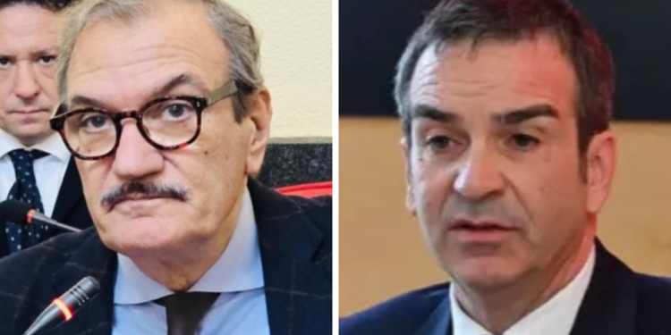 Il sindaco Enzo Romeo e, a destra, il presidente Roberto Occhiuto