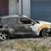 L'auto del sindaco Alfredo Barillari completamente carbonizzata a seguito dell'incendio