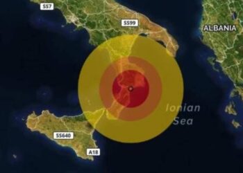 Una immagine delle rilevazioni dello sciame sismico a Catanzaro