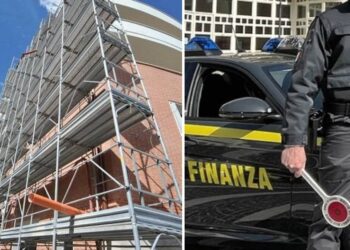 Un militare della Guardia di finanza ed un cantiere per il bonus edilizi