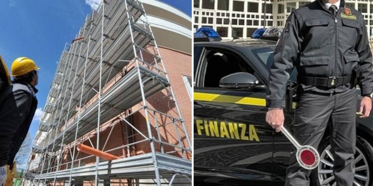 Un militare della Guardia di finanza ed un cantiere per il bonus edilizi