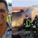 Francesco Fiamingo, imprenditore di Spilinga, e l'immagine dell'incendio avvenuto nei pressi della sua azienda
