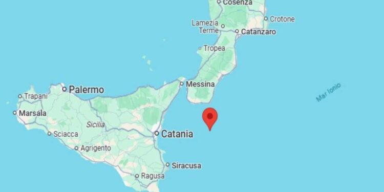 La localizzazione del terremoto da parte di Ingv in Sicilia e Calabria