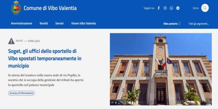 Il nuovo sito del Comune di Vibo Valentia