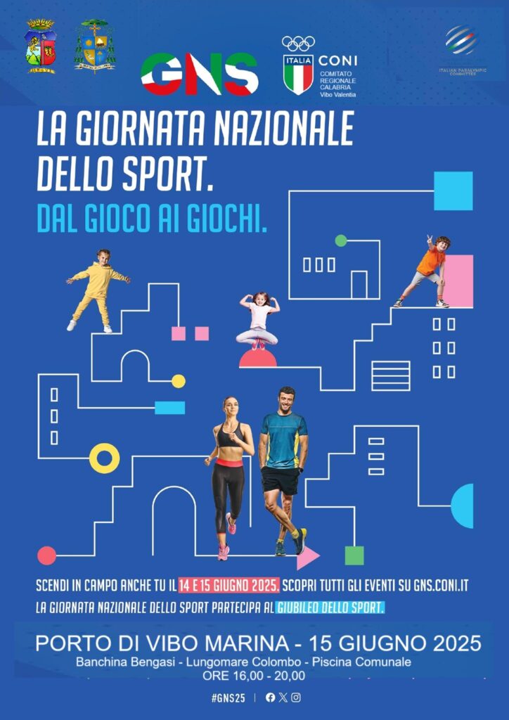 La locandina dell'evento che si terrà a Vibo Marina, in occasione della Giornata nazionale dello Spor e del Giubileo dello Sportivo