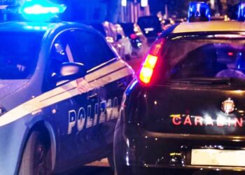 Una volante della polizia ed una pattuglia dei carabinieri