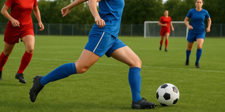 Una azione di calcio femminile