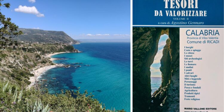 Una veduta di Capo Vaticano e la copertina del volume "Tesori da valorizzare"