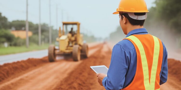 Un operaio su un cantiere