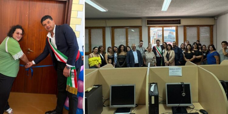 L'inaugurazione del call center a Nardodipace, in provincia di Vibo Valentia