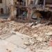 Una delle immagini del crollo della facciata di un edificio a Lamezia