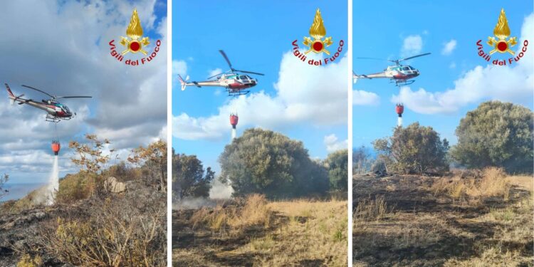 L'incendio a Ricadi domato dai Vigili del fuoco