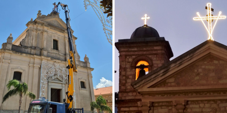 Nicotera, nuove luci sulla città: il Comune illumina le croci delle chiese – Foto