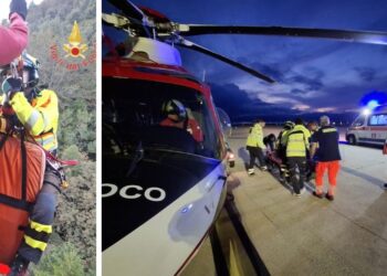 Motociclista precipita in un burrone: soccorso aereo in Calabria dei Vigili del Fuoco