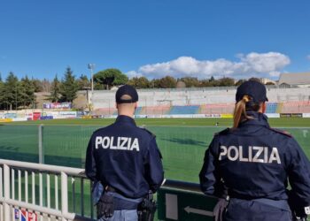 Agenti di Polizia allo Stadio Luigi Razza di Vibo Valentia