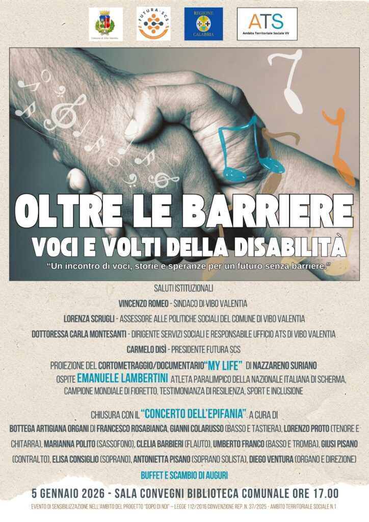La locandina dell'evento "Oltre le barriere" a Vibo Valentia