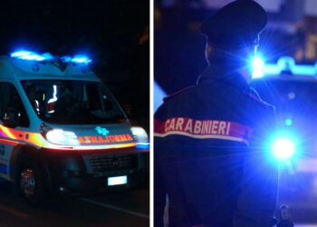 Ambulanza e carabinieri di notte