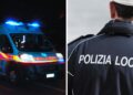 Una ambulanza e un agente della Polizia Locale