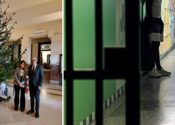 L'assessore Luisa Santoro insieme al sindaco di Vibo Valentia, Enzo Romeo. A destra due detenuti