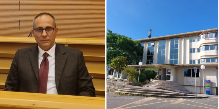 A sinistra il consigliere provinciale Domenico Console a destra la sede della Provincia di Vibo Valentia