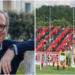 A sinistra il sindaco di Vibo Valentia Enzo Romeo, a destra la curva della Vibonese calcio