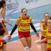 Le pallavoliste della Tonno Callipo in un momento del match