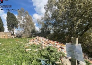 La discarica scoperta nei pressi del cimitero di San Mauro Marchesato, in Calabria