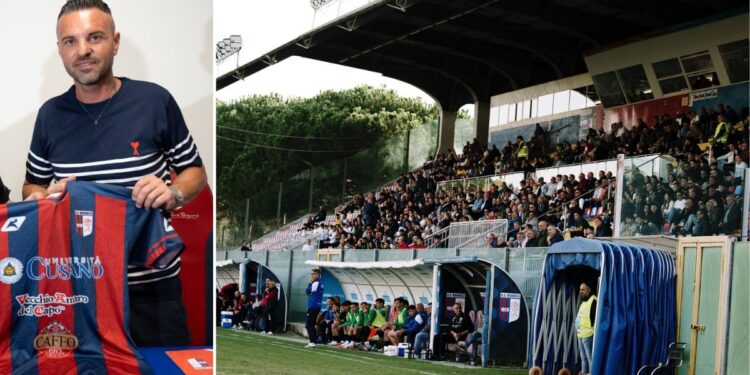 Fernando Cammarata, ormai ex presidente della Vibonese, e la tribuna dello Stadio Luigi Razza di Vibo Valentia