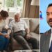 Francesco De Biase, segretario della Uil Pensionati Calabria, e un caregiver che assiste un anziano