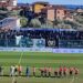 Lo striscione dei tifosi della Vigor Lamezia comparso sugli spalti dello stadio D'Ippolito