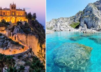 La Madonna dell'Isola a Tropea e una spiaggia di Capo Vaticano