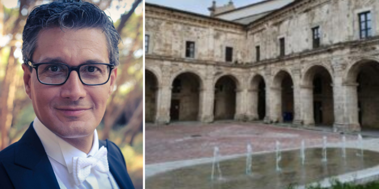 A sinistra il maestro Eliseo Castrignanò a destra un'area del Conservatorio