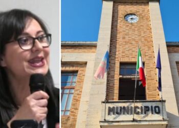a sinistra l'assessore Puntillo, a destra il Municipio di Vibo