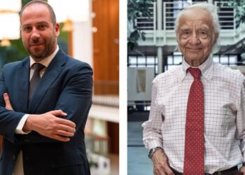 Il presidente della Fondazione Augurusa, Francesco Augurusa, e il compianto Antonino Zichichi, fisico e divulgatore scientifico