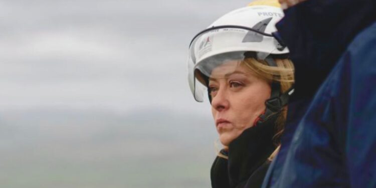 La premier Giorgia Meloni a Niscemi