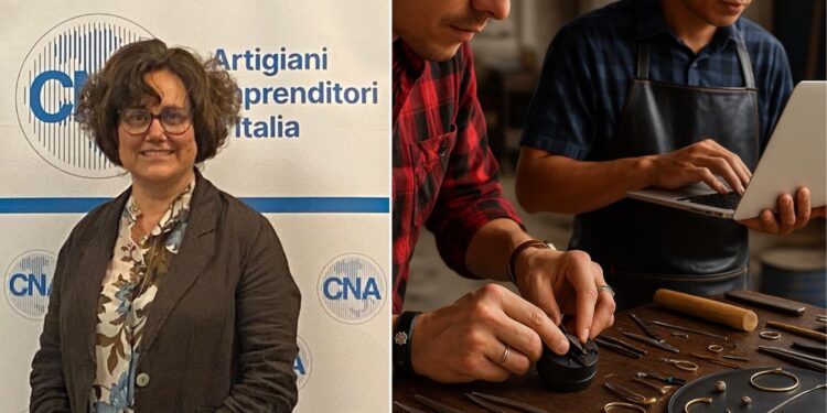 Giovanna Vono, presidente della Cna di Catanzaro e due artigiani
