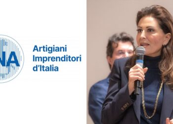 Il ministro del Turismo, Daniela Santanchè, e il logo della Cna