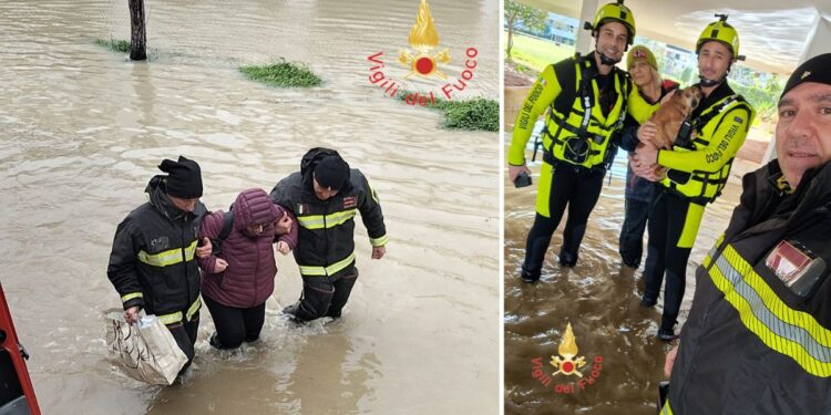 I vigili del fuoco impegnati nell'emergenza maltempo in Calabria