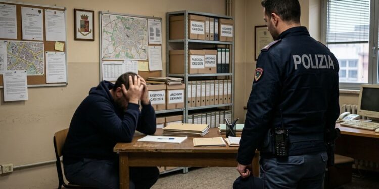 Un uomo confessa di fronte ad un agente di Polizia