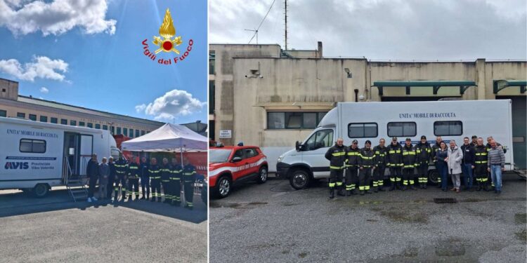 La donazione del sangue all'Avis da parte dei vigili del fuoco di Vibo Valentia