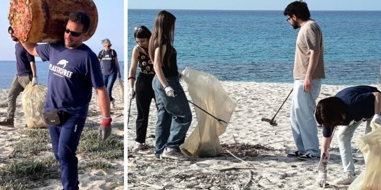 Due momenti dell'iniziativa ambientale svoltasi a Parghelia