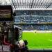 Le riprese televisive di una partita di calcio