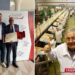 I dipendenti premiati dalla Camera di Commercio. In mezzo a loro Giacinto Callipo. Nella foto a destra Pippo Callipo