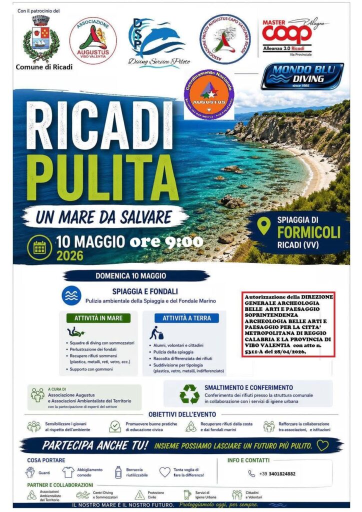 La locandina dell'evento Ricadi pulita - Un mare da salvare