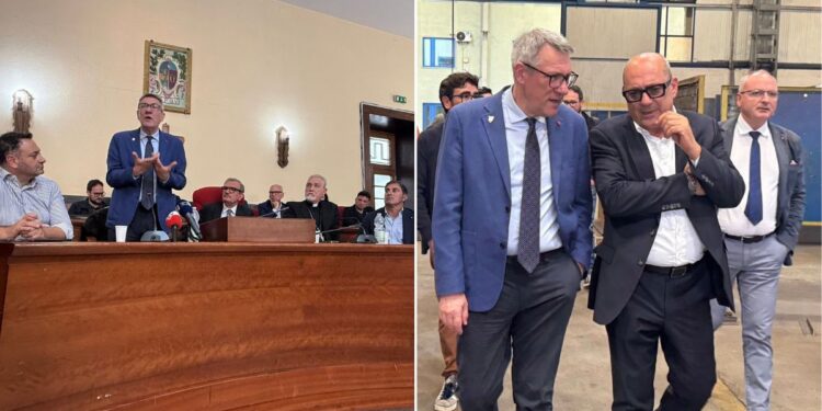 Il segretario generale della Cgil, Maurizio Landini, a Vibo Valentia
